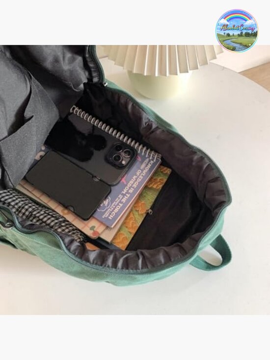 Vintage Canvas Backpack for Women Laptop School Daypack Boho Retro main image 5